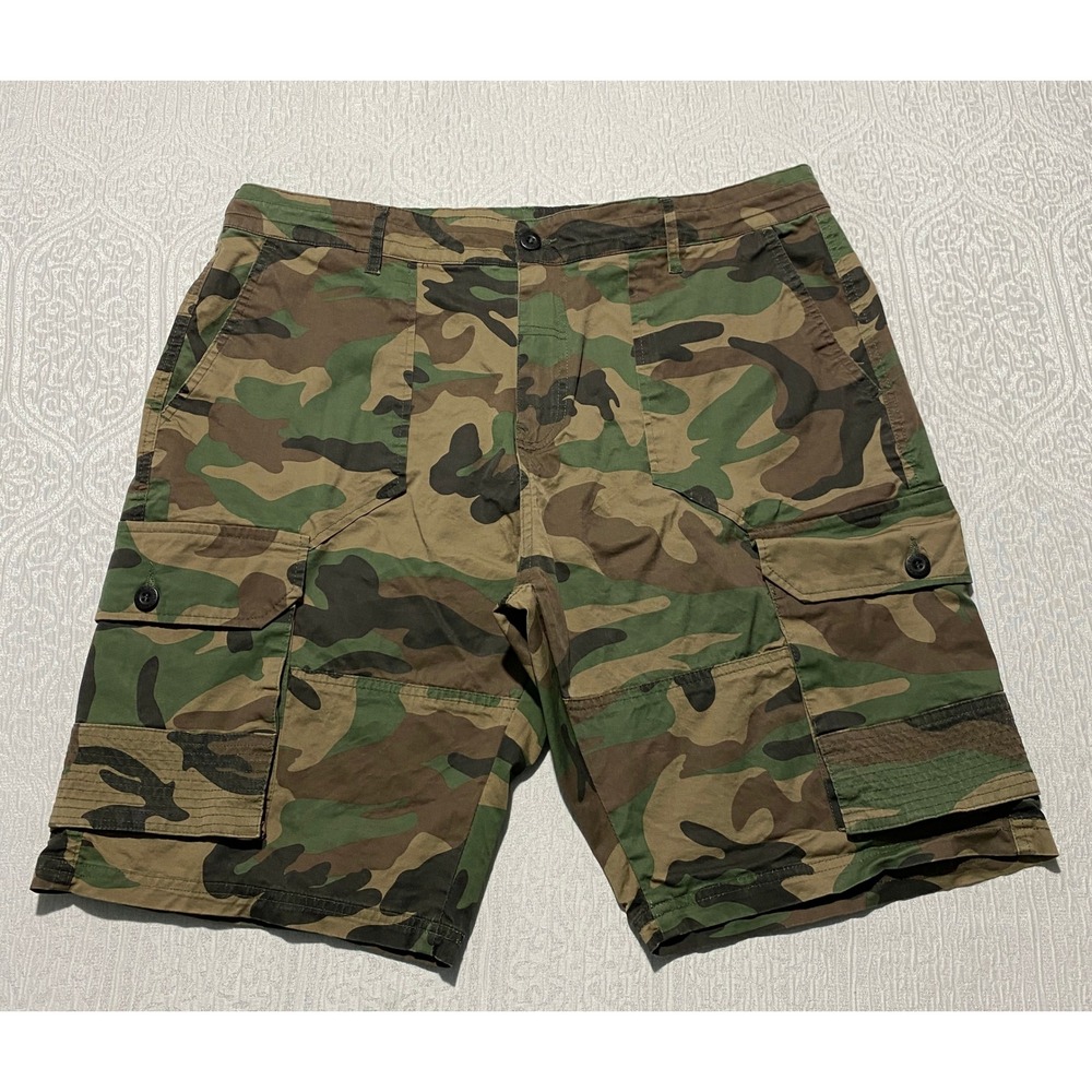 Jordan Craig Mens Woodland Camo Cargo Shorts Size 36 Stretch Cotton 4416SC Green